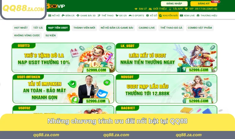 Những chương trình ưu đãi nổi bật tại QQ88