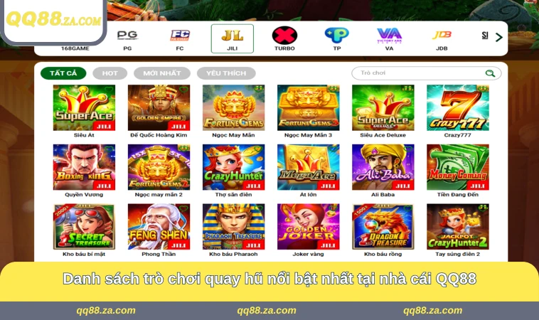 Danh sách trò chơi quay hũ nổi bật nhất tại nhà cái QQ88