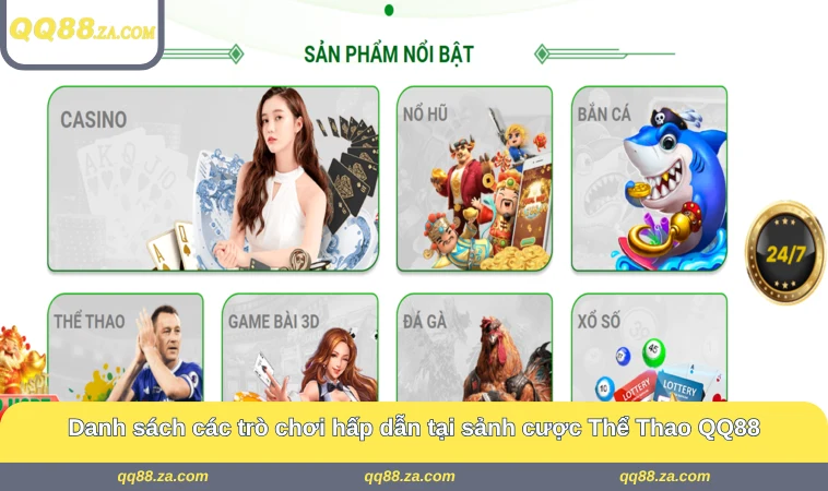 Danh sách các trò chơi hấp dẫn tại sảnh cược Thể Thao QQ88